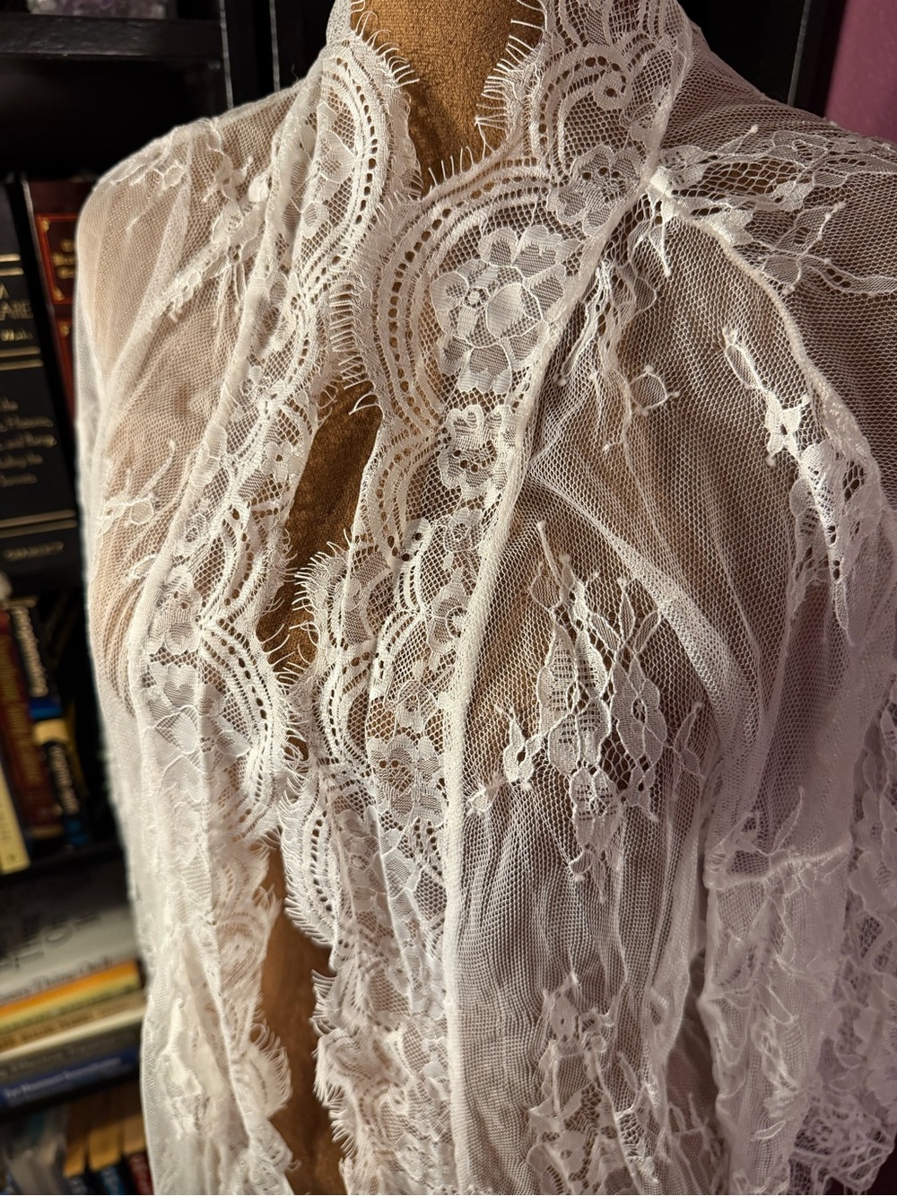 Sheer Lace Robe - White - Picture 2 of 4